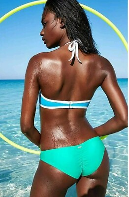 #ad NWT Victoria#x27;s Secret PINK Seafoam Glow Ruched Back Mini Bikini Swim Bottom L $19.99