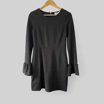 #ad Charles Henry Dress Woman’s Small Black Long Bell Sleeve Zipper Back Office $34.88