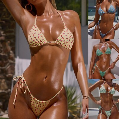 #ad Sexy Bikini Set for Women Girls Micro Lace up Thong Swimwear Swimsuit Push Up $12.99
