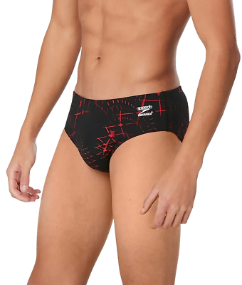 #ad Speedo Men#x27;s Swim Briefs Size 34 Black Red Endurance Swimming Water Polo NWT $35.00