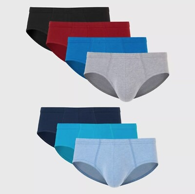 #ad Men 3 or 7 Pack Bikini Briefs Navy Black Gray No Fly Premium Cotton Underwear $24.99