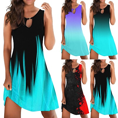 #ad Sundress For Women Summer Loose Dress Sleeveless Floral Women Junior Dresses $17.63