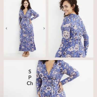 #ad Motherhood Maternity Dress Womens Blue Pink Floral Long Maxi NWT Sz S $30.00