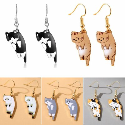 Cute Colorful Cat Earrings Enamel Animal Hook Dangle Drop Women Jewelry Hot C $2.46