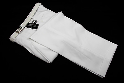 Mens Trousers White Dress Pants Pleated Slacks W White Belt New Sizes 30 to 42 $23.99