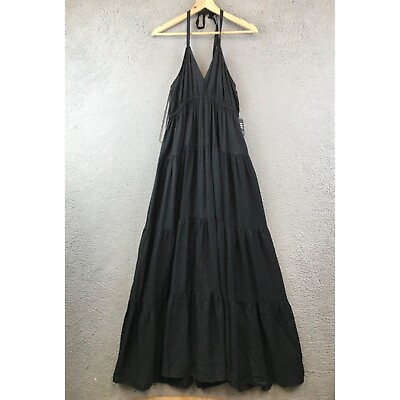 #ad New Express Maxi Dress Women#x27;s Small Black Sleeveless $44.99