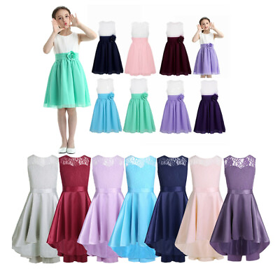 #ad Kids Girls Princess Wedding Skirt Floral Pageant Formal Party Birthday Costumes $19.83
