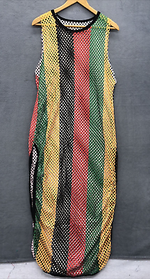 #ad Womens Swimsuit Cover Up Dress Mesh African Size Unknown Red Green Yellow Black $24.02