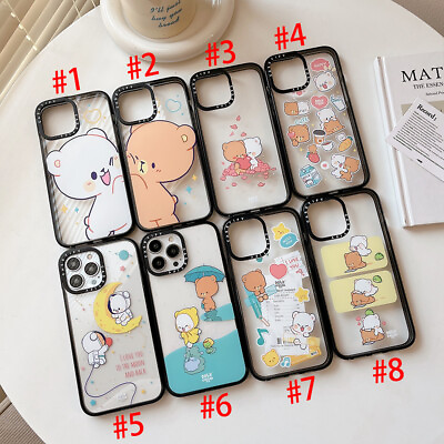Cartoon Couple Cute Bear Pattern Clear Hard Case For iPhone 14 Pro Max 13 12 11 $11.19