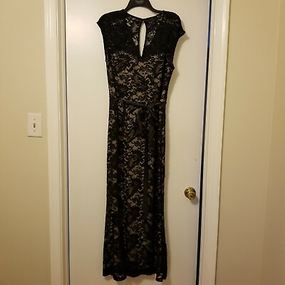 #ad Beautiful Sleeveless Black Maxi Dress Lace Overlay 1X $34.00