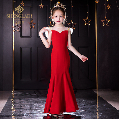 #ad Red Trumpet Dresses for Kid Girls Formal Evening Gowns Party Elegant Dresses $79.28