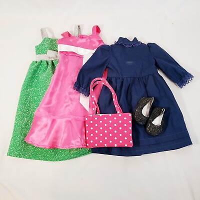 Blue Pink Green Party Dress Set for 18quot; American Girl Doll Handmade Clothes Lot $22.00