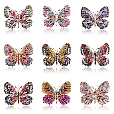 Womens Butterfly Crystal Rhinestone Brooch Pin Bridal Wedding Elegant Jewelry AU $2.79
