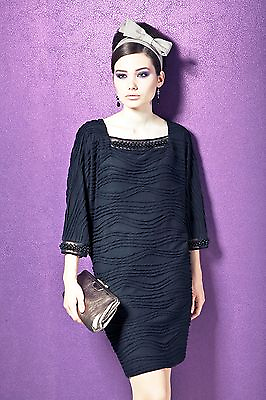 #ad LITTLE BLACK PARTY DRESS European Textured 3 4 Sleeve Cocktail Dress $89.00