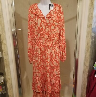 #ad #ad NWT size M University Thread red floral maxi dress $25.00