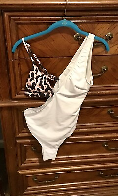 #ad NEW Bathing Suit White One Pc Sexy Size M $10.00