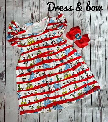 Dr. Seuss The Cat in the Hat dress and Bow $17.99