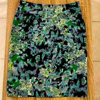 #ad Excellent Used Condition Halogen Nordstrom Lined Pencil Skirt w Paint Pattern $25.00