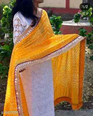 Indian women#x27;s Best Silk Bhandhej Party wear 2.25 meter Dupatta for Dress Kurti $14.84