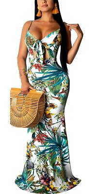 #ad Floral Maxi Dresses for Women Casual Sexy Summer Spaghetti Strap Sleeveless Boho $31.36