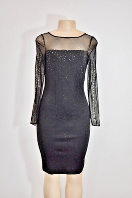 #ad ST. JOHN Black Silver beaded Cocktail Dress Size 0 On Sale nt $134.25