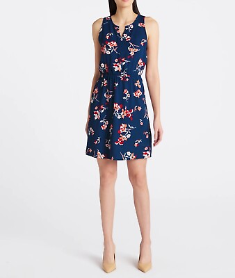 #ad 41 Hawthorn Trisha Split Neck Dress Navy Size Large NWT Stitch Fix $23.95