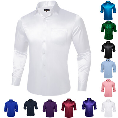 #ad Men Dress Long Sleeves Dress Shirt Solid Button Down Formal Tops Modern Slim Shi $17.14