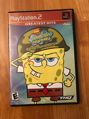 #ad Spongebob Battle For Bikini Bottom Sony Playstation 2 2003 PS2 CIB Tested $14.24