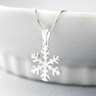 Snowflake Shape Necklace Pendant Gift Creative Women 925 Silver Party Jewelry C $2.53