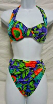 #ad Floral Multi Color Bikini 2 Piece NWOT Size 8 Underwire Women#x27;s Swimsuit #57 $37.00