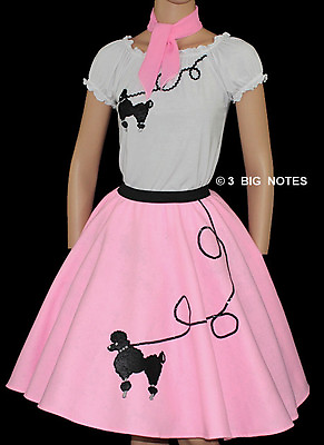 3 Pc Pink Poodle Skirt Outfit Adult Size MEDIUM Waist 30quot; 37quot; $53.95