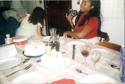 #ad #ad Vintage 1990s Found Photo Pretty Black Woman With Camera At Party Africana $5.99