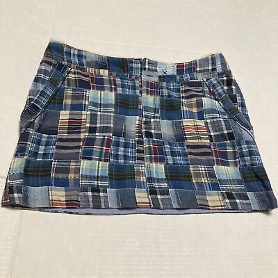 #ad AMERICAN EAGLE OUTFITTERS Skirt Sz 0 Blue Checkered Plaid Mini Free Shipping $14.99