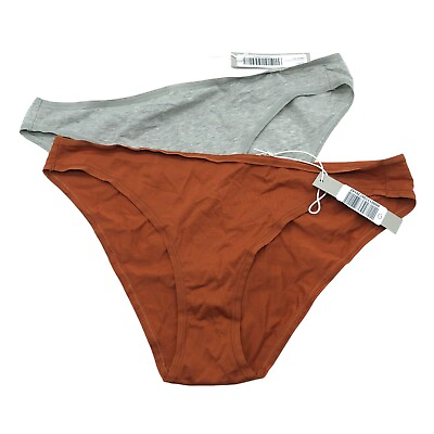 #ad Everlane x2 The Cotton Bikini Panties Underwear Heathered Gray Honey Orange L $19.99