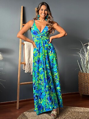 #ad Twisted Printed V Neck Cami Dress $46.00