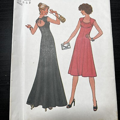 #ad Vintage 1970s Simplicity 7806 Boho Open Back Maxi Dress Sewing Pattern 6 8 CUT $6.00