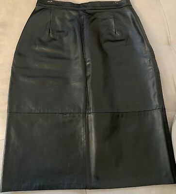 #ad Black Genuine Leather Made In Argentina Lined Leather Skirt 9 10 REDUCED $20.00