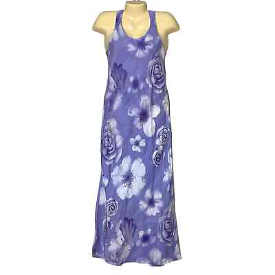 #ad Vintage Dress XS Small Purple 90s Y2K Maxi Sheen Floral Sleeveless Fairy Grunge $24.88