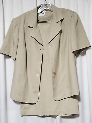 #ad Vintage Leslie Fay Skirt and Jacket Suit Set Tan Jacket Sz 16W Skirt Size 16 $20.00