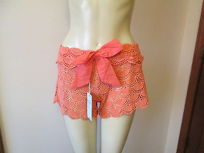 Coral Crochet Cover Up Shorts by Mud Pie Size Large 12 14 NWT $14.95