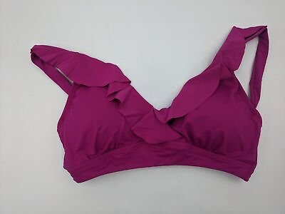RALPH LAUREN Ruffle Bikini Top Magenta Size 4 NWOT $9.99