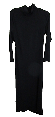 #ad Hamp;M Womens Black Long Sleeve Turtle Neck Extra Long Maxi Dress Open Back NWT Lrg $19.99