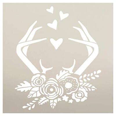 #ad Antlers amp; Hearts with Flowers Stencil by StudioR12 DIY Boho Wedding amp; Home ... $23.76