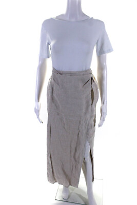 #ad Dissh Womens Lined Linen Stretch Waist Tie Closure Wrap Maxi Skit Beige Size 2 $52.45