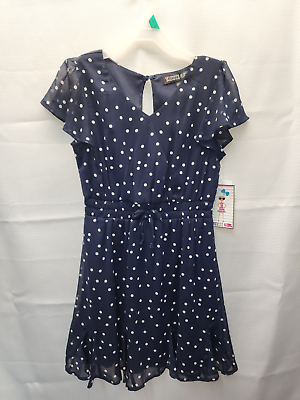 #ad Trixxi girl Girls Navy Polka Dot Dress Choose your size FREE SHIP $21.59