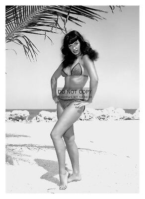 #ad BETTIE PAGE SEXY CELEBRITY HOLLYWOOD MODEL IN BIKINI ON BEACH 5X7 PHOTO $8.49