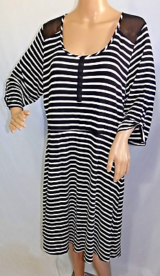 #ad Espresso Women Plus Size 2x Ivory Black Striped Summer Sun Dress $22.95