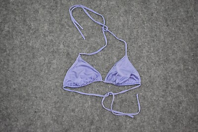 #ad Purple Swimwear Bikini Triangle Top Womens Size Medium Tie Back amp; Collar Ladies $3.80
