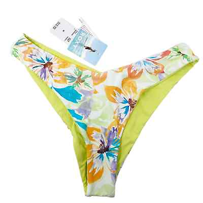 #ad Roxy Women#x27;s Large Retro Reversible Cheeky Bikini Bottoms Swim NEW Floral $35.00