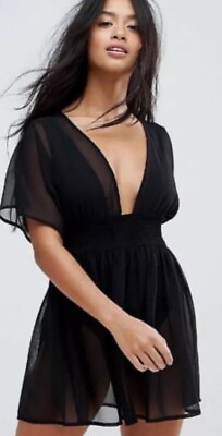 #ad #ad sheer black beach cover up $7.00